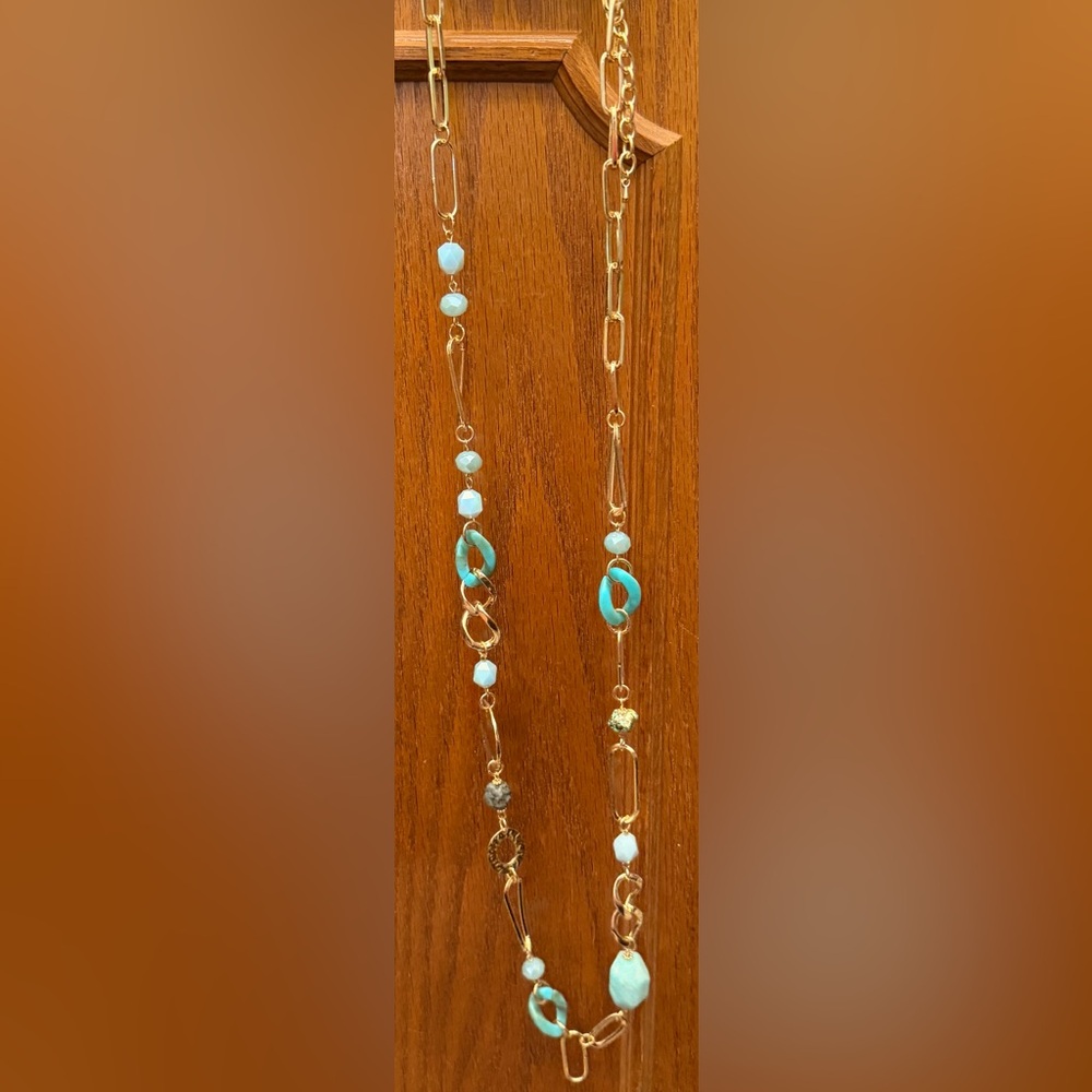 Elegant Gold and Turquoise Necklace and Earring Set B7